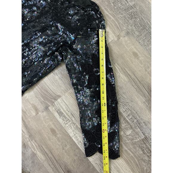 Vintage 100% silk sequin women’s Sheath Gown Dress. No brand. Size M/L - Picture 8 of 9